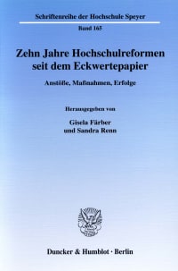 Cover Zehn Jahre Hochschulreformen seit dem Eckwertepapier