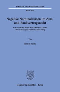 Cover Negative Nominalzinsen im Zins- und Bankvertragsrecht