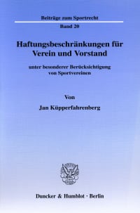 Cover Haftungsbeschränkungen für Verein und Vorstand