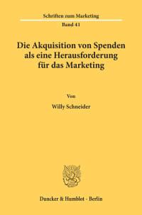 Cover Die Akquisition von Spenden als eine Herausforderung für das Marketing