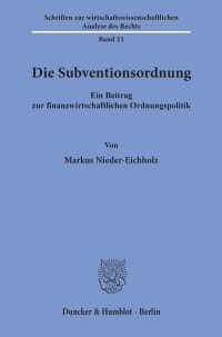 Cover Die Subventionsordnung