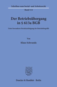 Cover Der Betriebsübergang in § 613a BGB