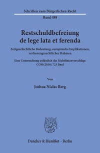 Cover Restschuldbefreiung de lege lata et ferenda