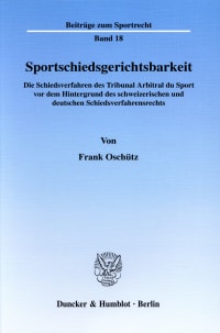 Cover Sportschiedsgerichtsbarkeit