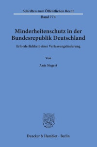 Cover Minderheitenschutz in der Bundesrepublik Deutschland