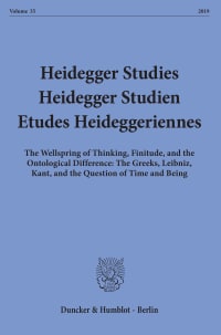 Cover Heidegger Studies / Heidegger Studien / Etudes Heideggeriennes