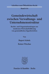 Cover Gemeindewirtschaft zwischen Verwaltungs- und Unternehmensstruktur