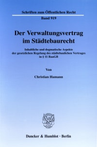 Cover Der Verwaltungsvertrag im Städtebaurecht