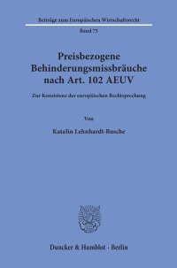 Cover Preisbezogene Behinderungsmissbräuche nach Art. 102 AEUV