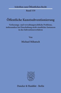 Cover Öffentliche Kunstsubventionierung