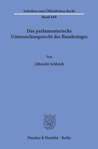 Cover Das parlamentarische Untersuchungsrecht des Bundestages