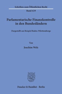 Cover Parlamentarische Finanzkontrolle in den Bundesländern,