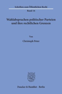 Cover Wahlabsprachen politischer Parteien und ihre rechtlichen Grenzen