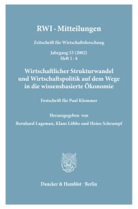 Cover Wirtschaftlicher Strukturwandel und Wirtschaftspolitik auf dem Wege in die wissensbasierte Ökonomie