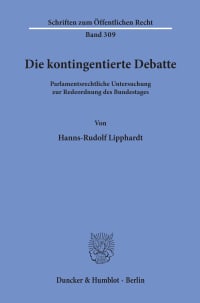 Cover Die kontingentierte Debatte