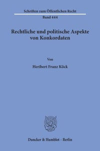 Cover Rechtliche und politische Aspekte von Konkordaten