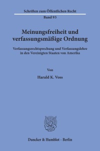 Cover Meinungsfreiheit und verfassungsmäßige Ordnung