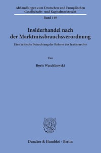 Cover Insiderhandel nach der Marktmissbrauchsverordnung