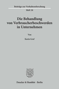 Cover Die Behandlung von Verbraucherbeschwerden in Unternehmen