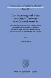 Cover Das Spannungsverhältnis zwischen e-Discovery und Datenschutzrecht