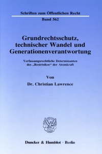 Cover Grundrechtsschutz, technischer Wandel und Generationenverantwortung