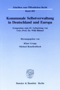 Cover Kommunale Selbstverwaltung in Deutschland und Europa