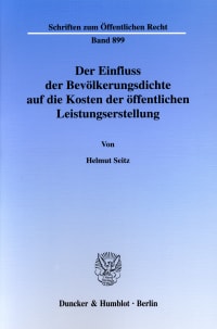 Cover Der Einfluss der Bevölkerungsdichte auf die Kosten der öffentlichen Leistungserstellung