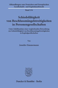 Cover Schiedsfähigkeit von Beschlussmängelstreitigkeiten in Personengesellschaften