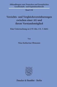 Cover Verzichts- und Vergleichsvereinbarungen zwischen einer AG und ihrem Vorstandsmitglied