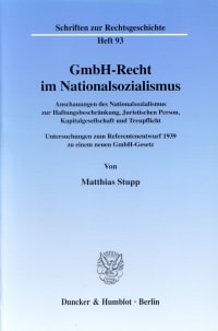 Cover GmbH-Recht im Nationalsozialismus