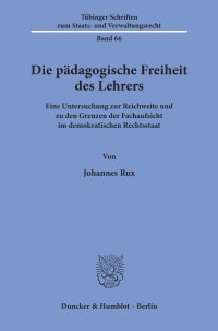 Cover Die pädagogische Freiheit des Lehrers