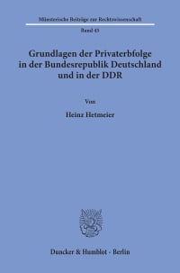 Cover Gundlagen der Privaterbfolge in der Bundesrepublik Deutschland und in der DDR