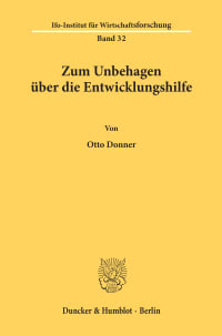 Cover Zum Unbehagen über die Entwicklungshilfe