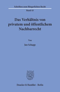 Cover Das Verhältnis von privatem und öffentlichem Nachbarrecht