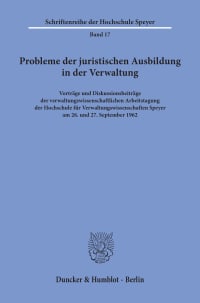 Cover Probleme der juristischen Ausbildung in der Verwaltung