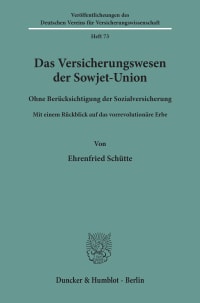 Cover Das Versicherungswesen der Sowjet-Union