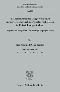 Cover Sozioökonomische Folgewirkungen privatwirtschaftlicher Direktinvestitionen in Entwicklungsländern