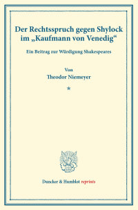 Cover Der Rechtsspruch gegen Shylock im »Kaufmann von Venedig«