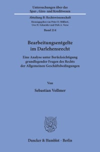 Cover Bearbeitungsentgelte im Darlehensrecht