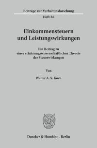 Cover Einkommensteuern und Leistungswirkungen