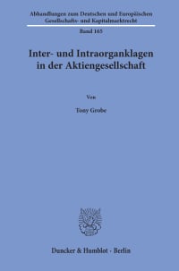 Cover Inter- und Intraorganklagen in der Aktiengesellschaft