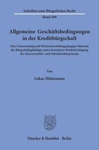 Cover Allgemeine Geschäftsbedingungen in der Kreditbürgschaft