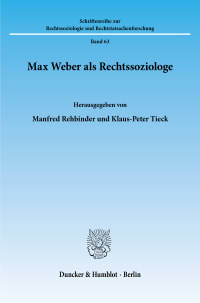 Cover Max Weber als Rechtssoziologe