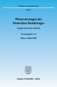 Cover Plenarsitzungen des Deutschen Bundestages