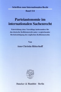 Cover Parteiautonomie im internationalen Sachenrecht