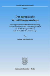 Cover Der europäische Vermittlungsausschuss