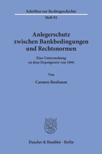 Cover Anlegerschutz zwischen Bankbedingungen und Rechtsnormen