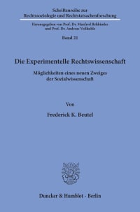 Cover Die Experimentelle Rechtswissenschaft