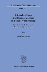 Cover Bürgerbegehren und Bürgerentscheid in Baden-Württemberg