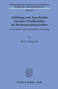 Cover Auflösung und Ausscheiden einzelner Gesellschafter bei Rechtsanwaltssozietäten